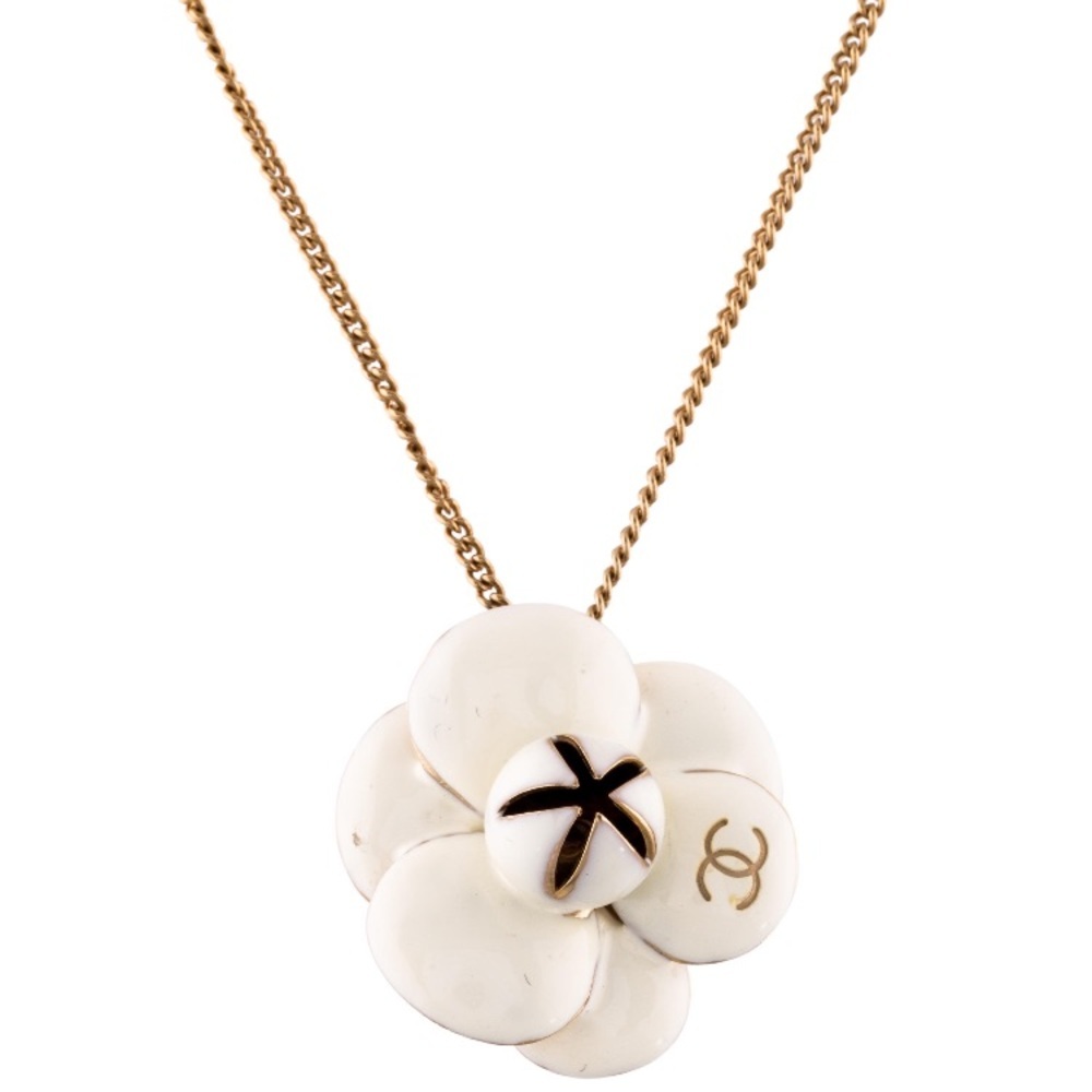 Chanel Enamel Camellia Pendant Necklace